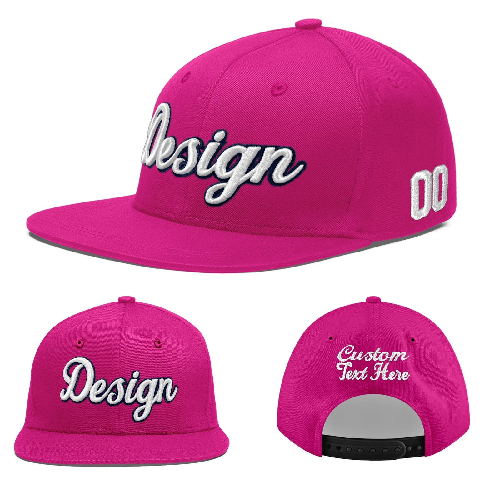 Custom Rose Red 3D Puff Embroidery Flat Embroidery Casual Sport Baseball Cap