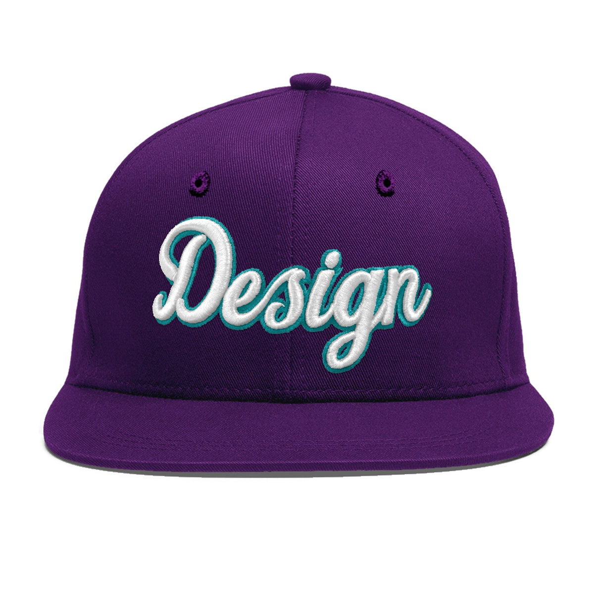 Custom Purple 3D Puff Embroidery Flat Embroidery Casual Sport Baseball Cap