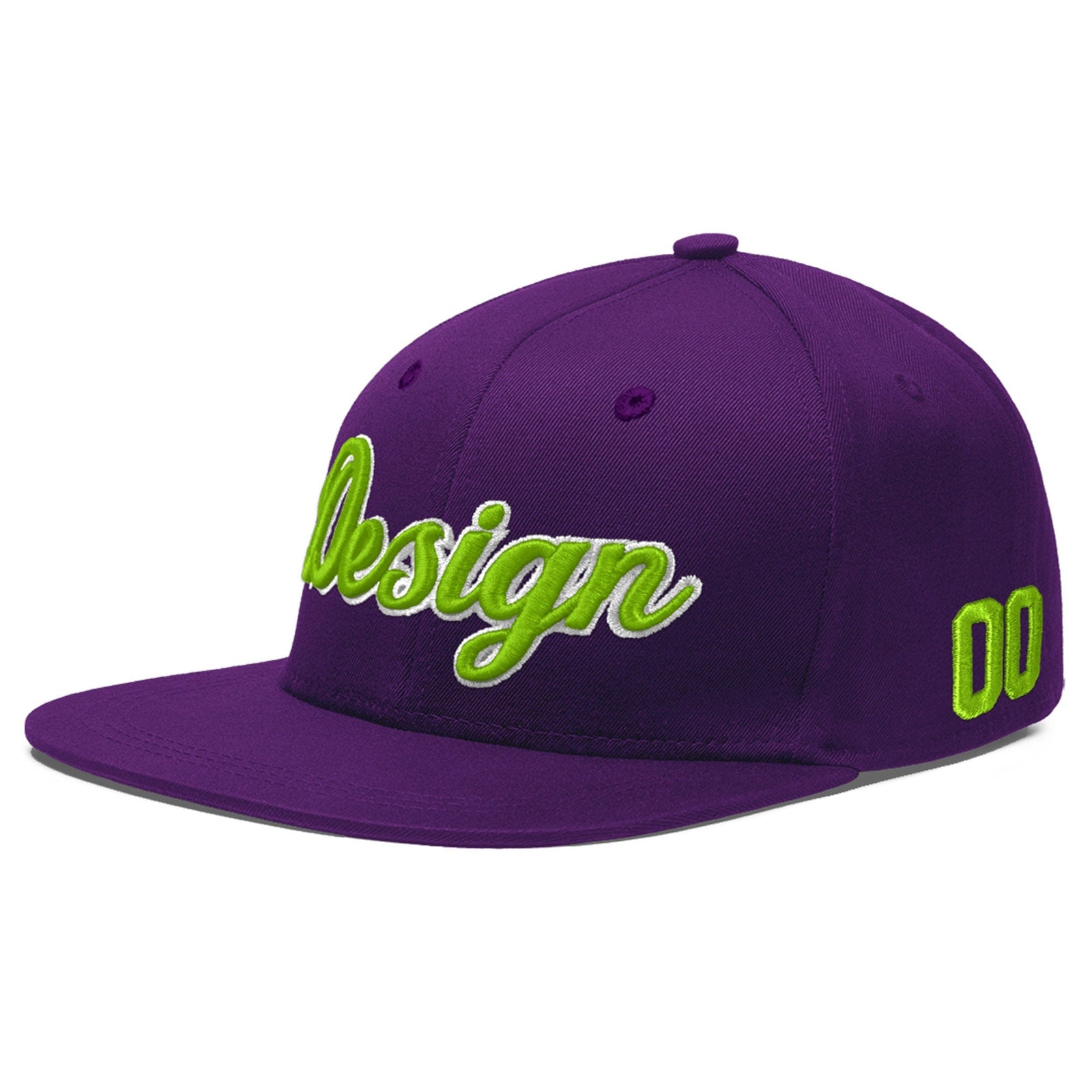 Custom Purple 3D Puff Embroidery Flat Embroidery Casual Sport Baseball Cap