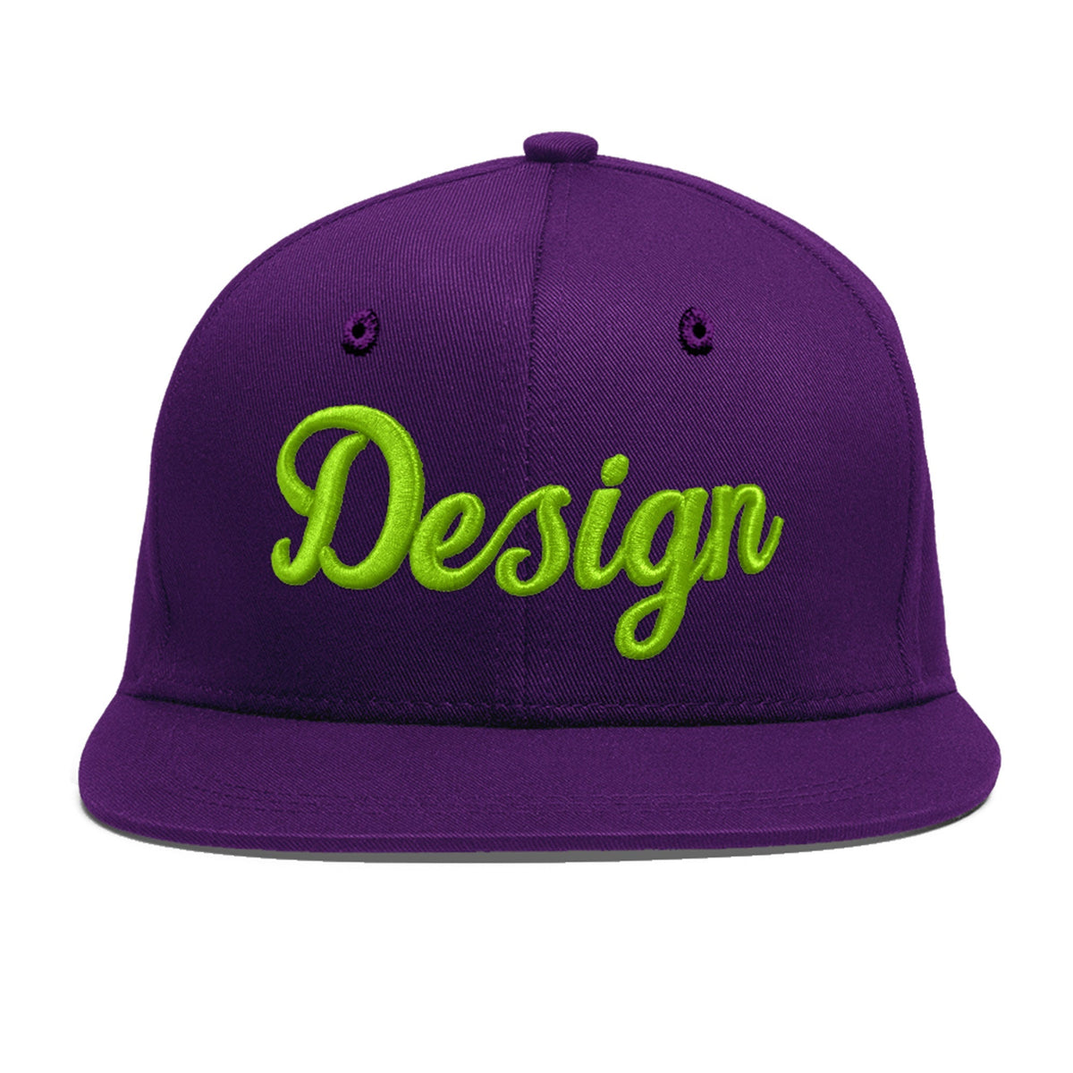 Custom Purple 3D Puff Embroidery Flat Embroidery Casual Sport Baseball Cap