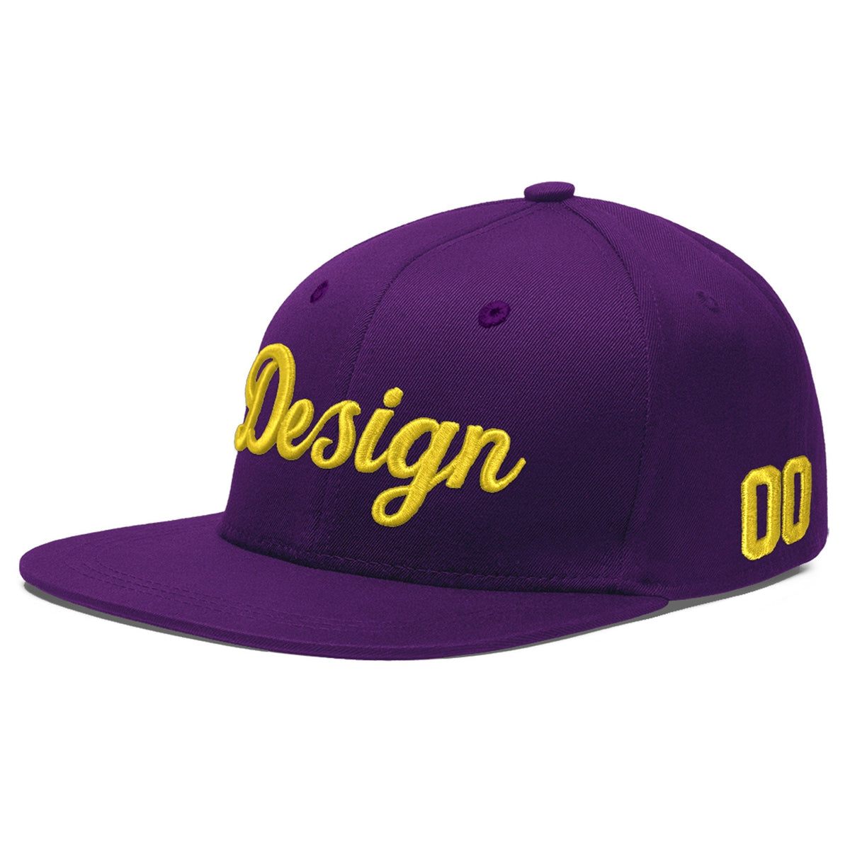 Custom Purple 3D Puff Embroidery Flat Embroidery Casual Sport Baseball Cap