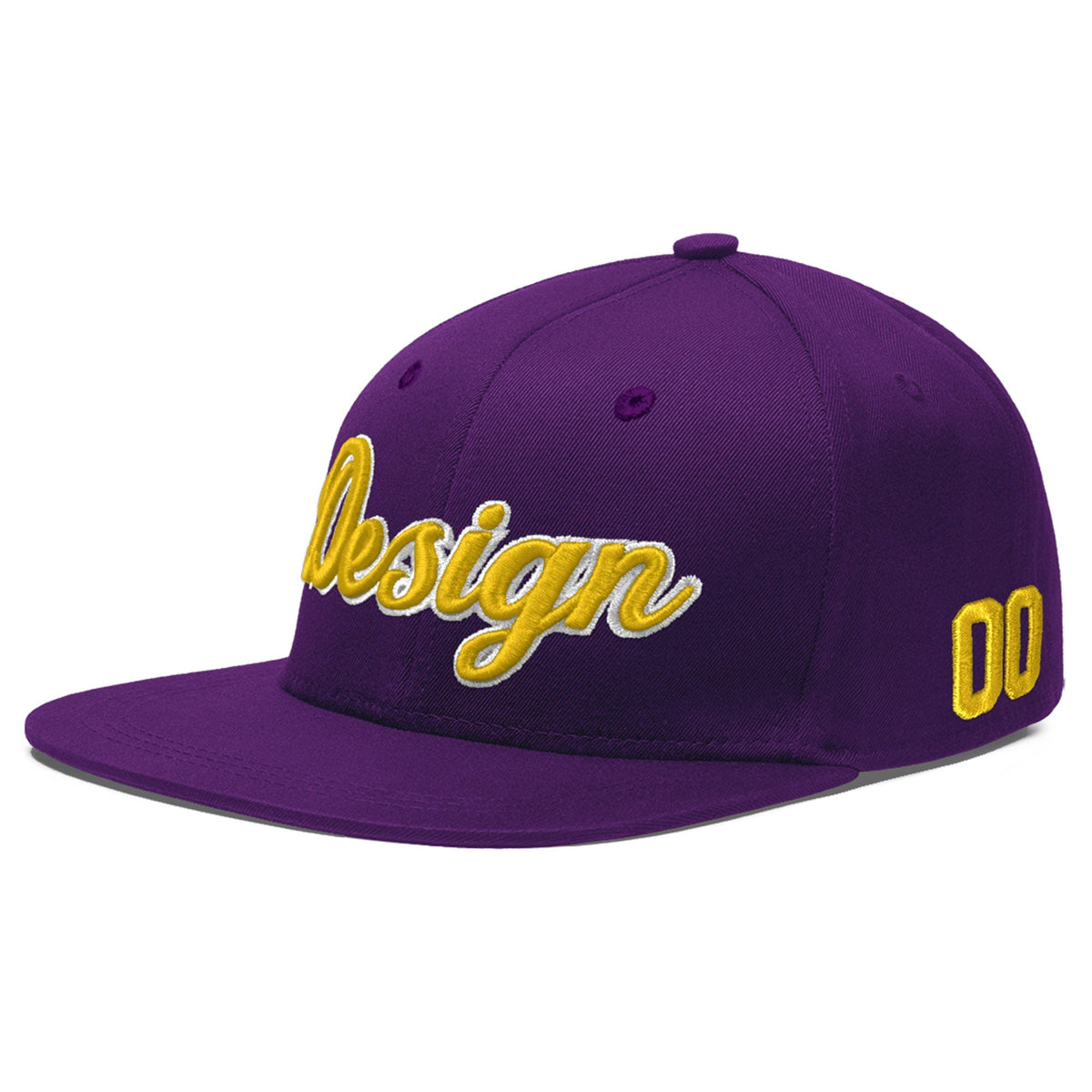 Custom Purple 3D Puff Embroidery Flat Embroidery Casual Sport Baseball Cap