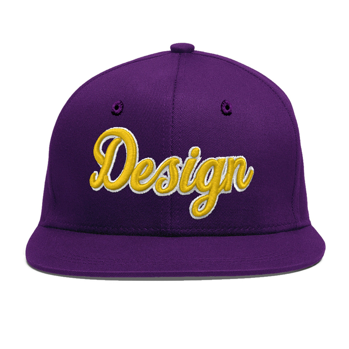 Custom Purple 3D Puff Embroidery Flat Embroidery Casual Sport Baseball Cap
