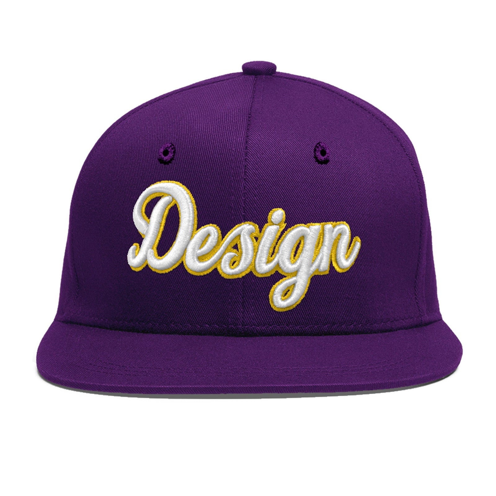 Custom Purple 3D Puff Embroidery Flat Embroidery Casual Sport Baseball Cap