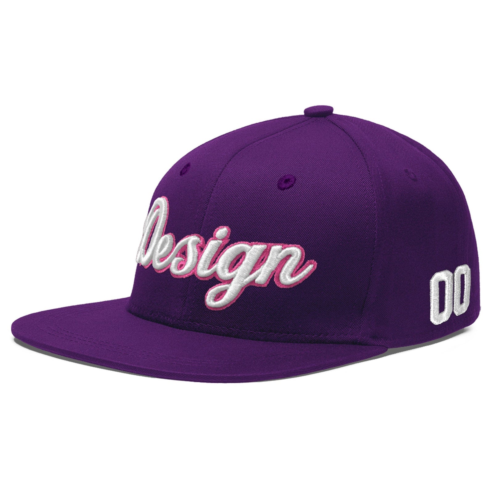 Custom Purple 3D Puff Embroidery Flat Embroidery Casual Sport Baseball Cap