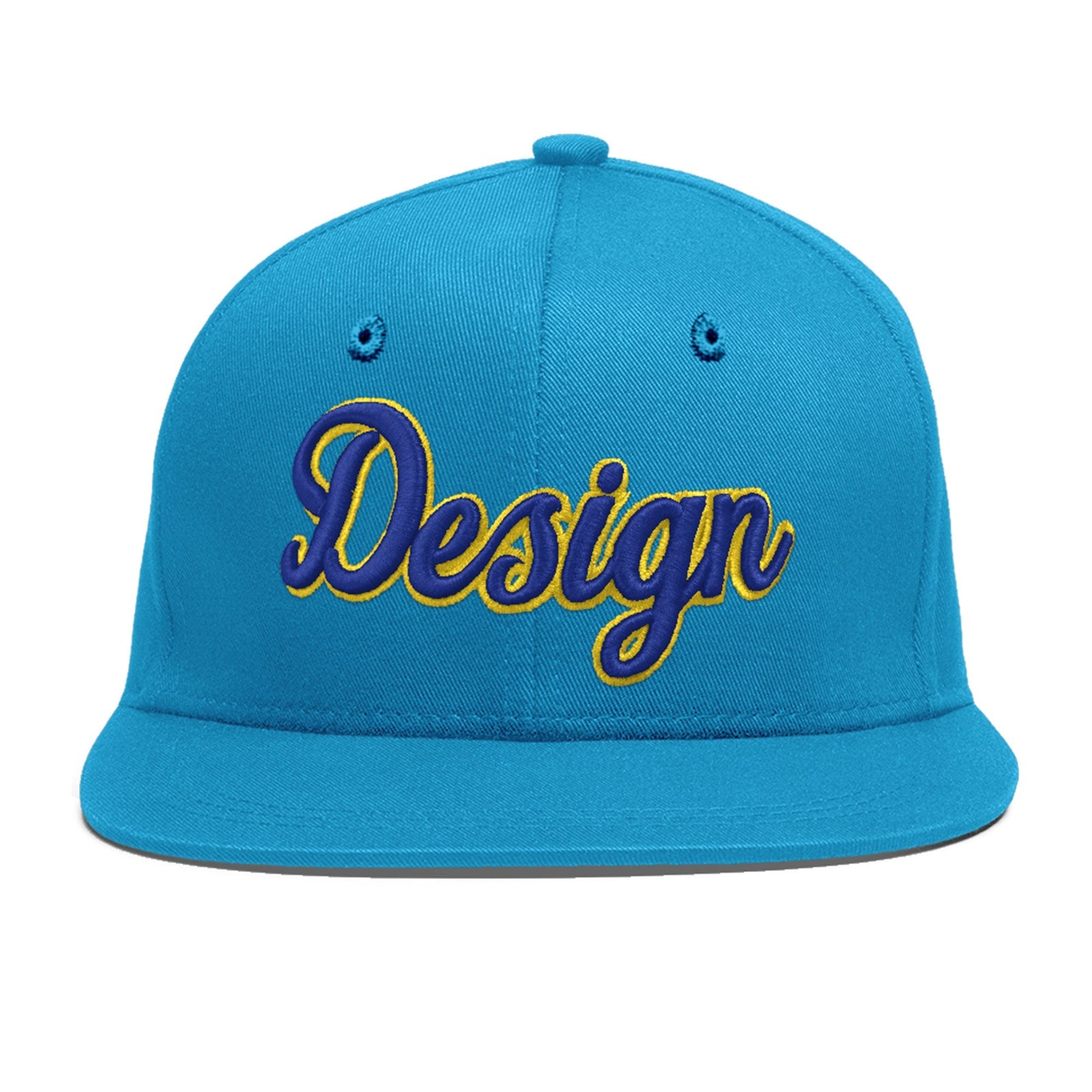 Custom Light Blue 3D Puff Embroidery Flat Embroidery Casual Sport Baseball Cap
