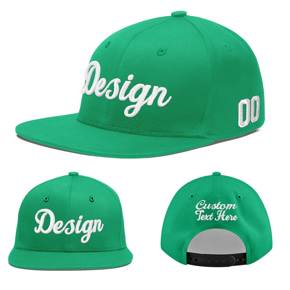 Custom Aqua 3D Puff Embroidery Flat Embroidery Casual Sport Baseball Cap