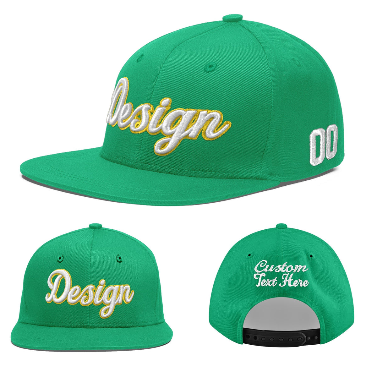 Custom Aqua 3D Puff Embroidery Flat Embroidery Casual Sport Baseball Cap