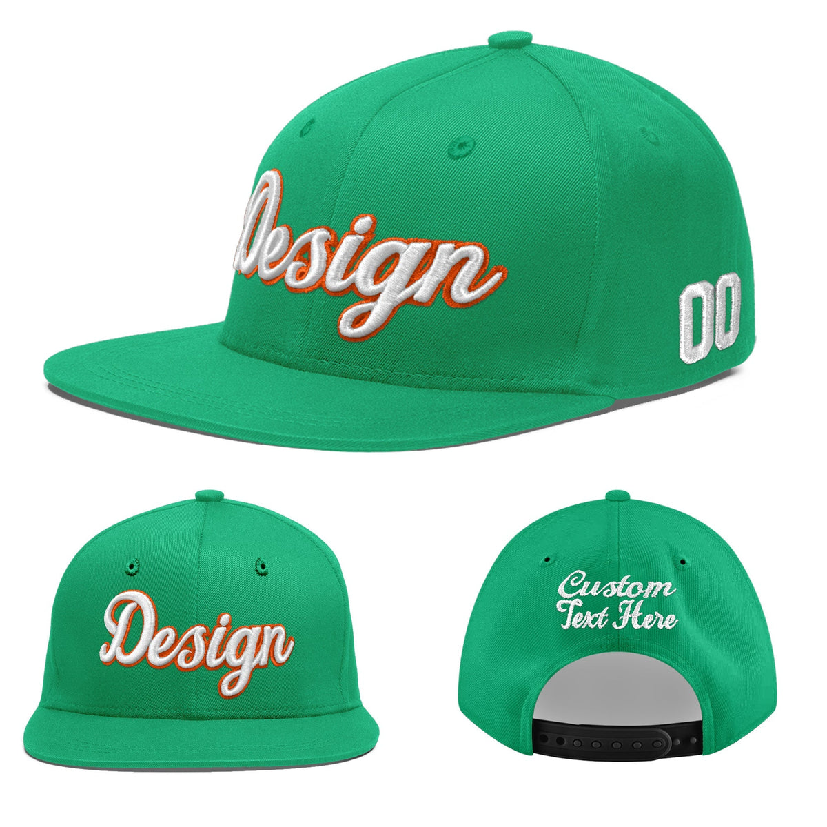 Custom Aqua 3D Puff Embroidery Flat Embroidery Casual Sport Baseball Cap