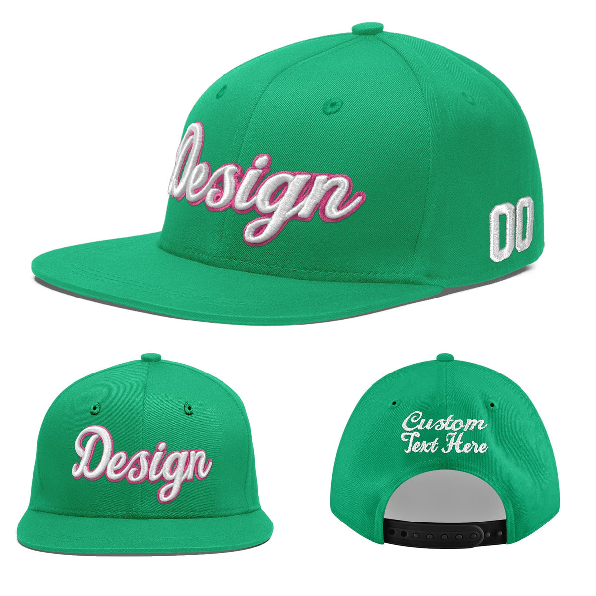 Custom Aqua 3D Puff Embroidery Flat Embroidery Casual Sport Baseball Cap