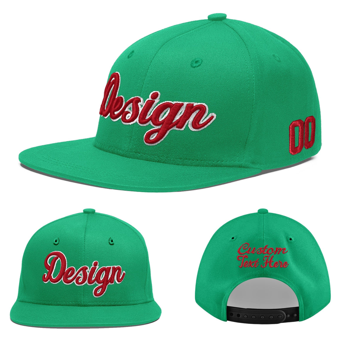 Custom Aqua 3D Puff Embroidery Flat Embroidery Casual Sport Baseball Cap
