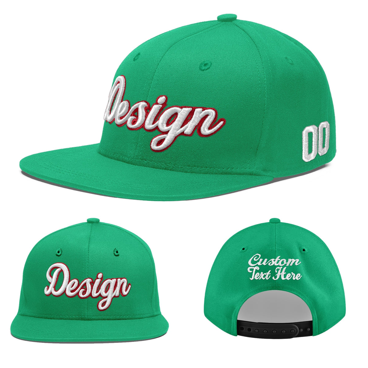 Custom Aqua 3D Puff Embroidery Flat Embroidery Casual Sport Baseball Cap