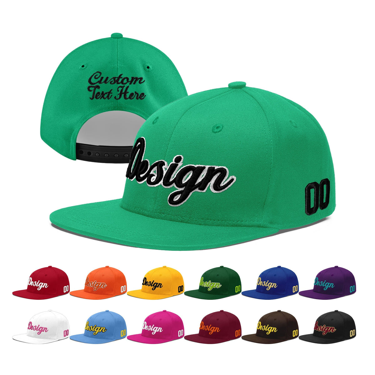 Custom Aqua 3D Puff Embroidery Flat Embroidery Casual Sport Baseball Cap