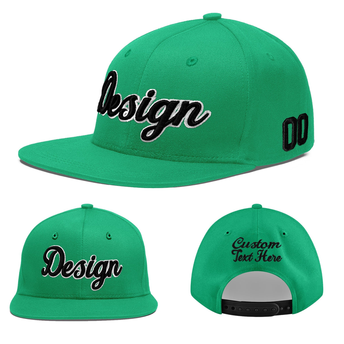 Custom Aqua 3D Puff Embroidery Flat Embroidery Casual Sport Baseball Cap