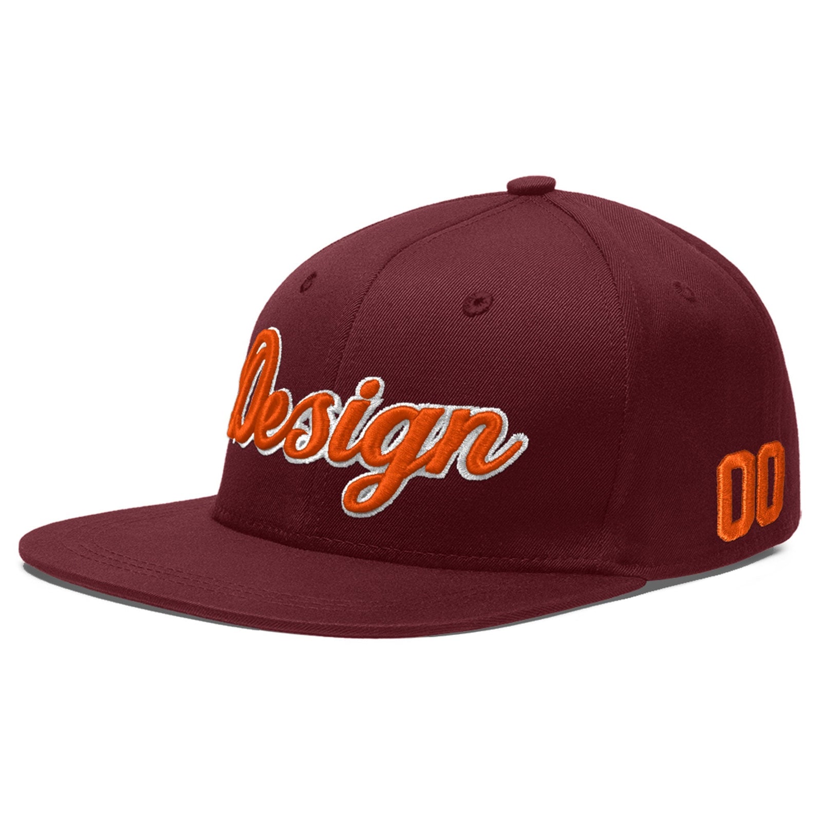 Custom Maroon 3D Puff Embroidery Flat Embroidery Casual Sport Baseball Cap