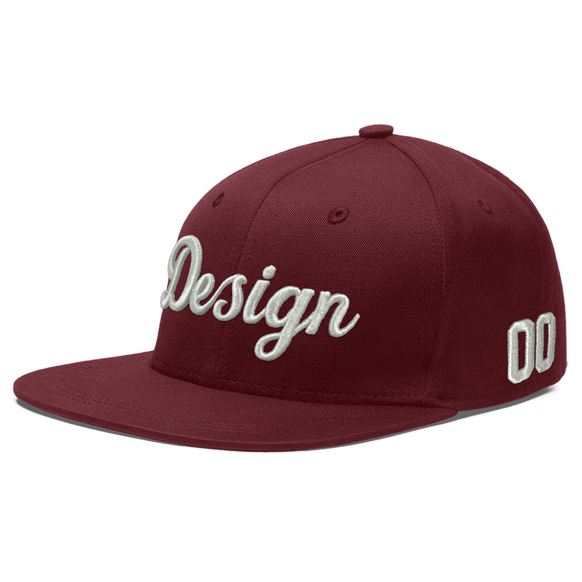 Custom Maroon 3D Puff Embroidery Flat Embroidery Casual Sport Baseball Cap