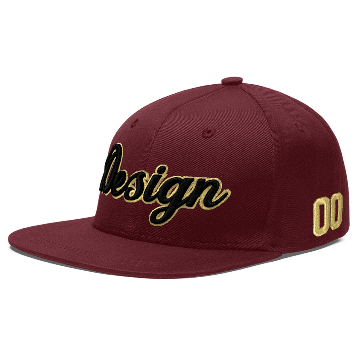 Custom Maroon 3D Puff Embroidery Flat Embroidery Casual Sport Baseball Cap