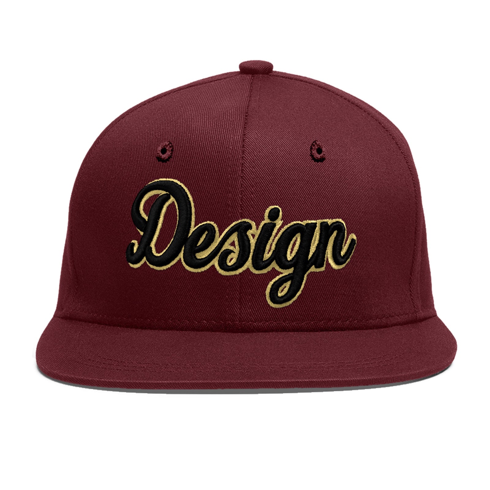Custom Maroon 3D Puff Embroidery Flat Embroidery Casual Sport Baseball Cap