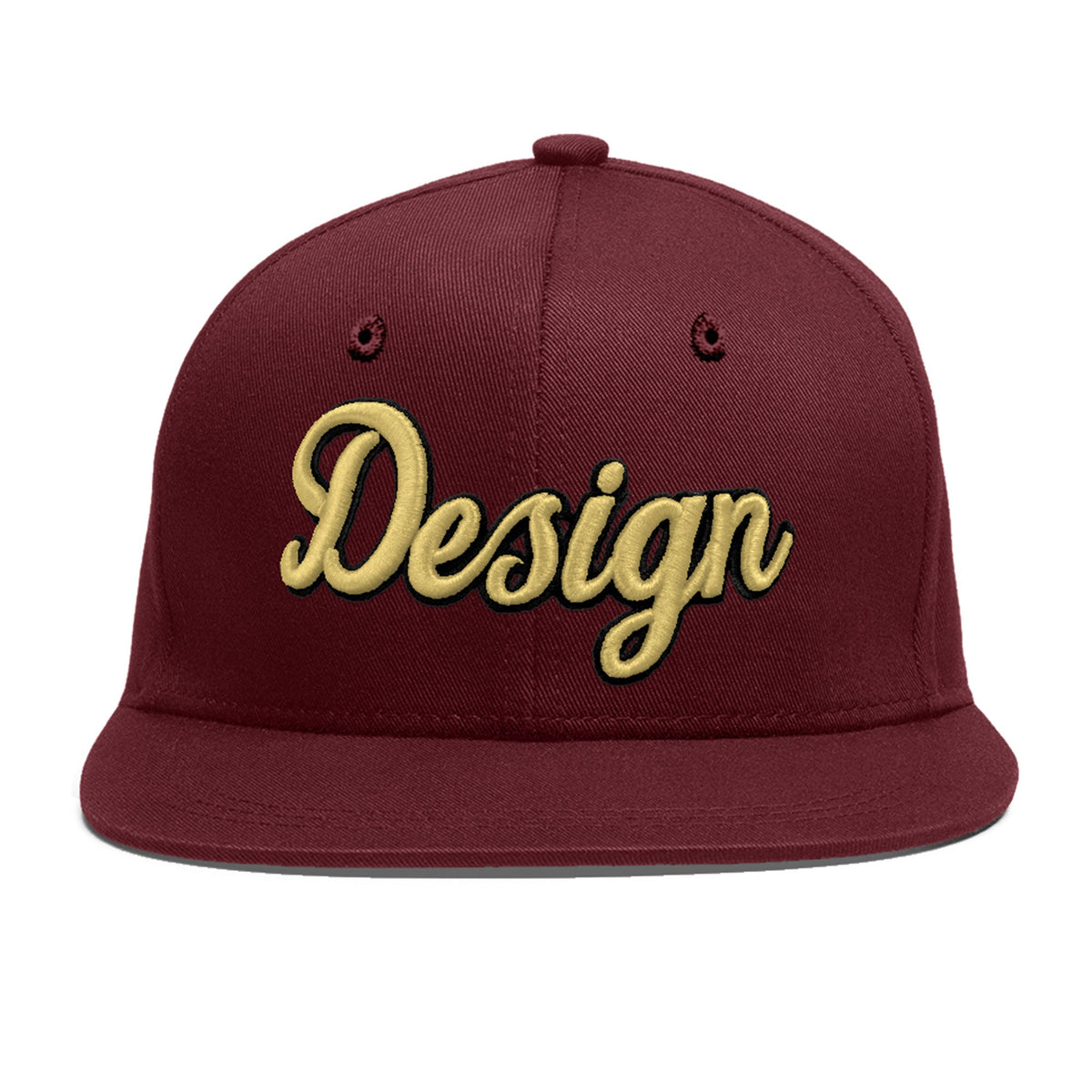 Custom Maroon 3D Puff Embroidery Flat Embroidery Casual Sport Baseball Cap