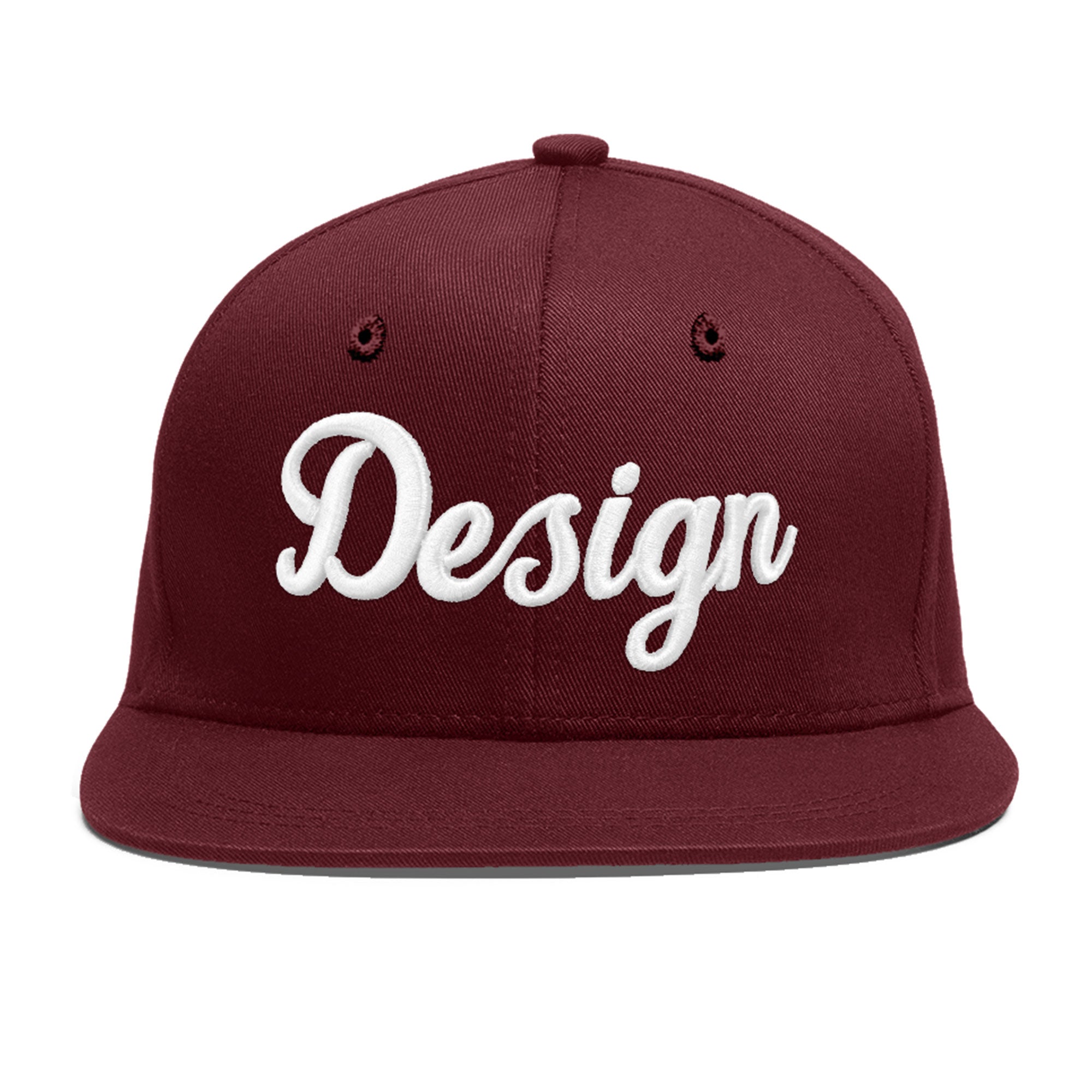 Custom Maroon 3D Puff Embroidery Flat Embroidery Casual Sport Baseball Cap