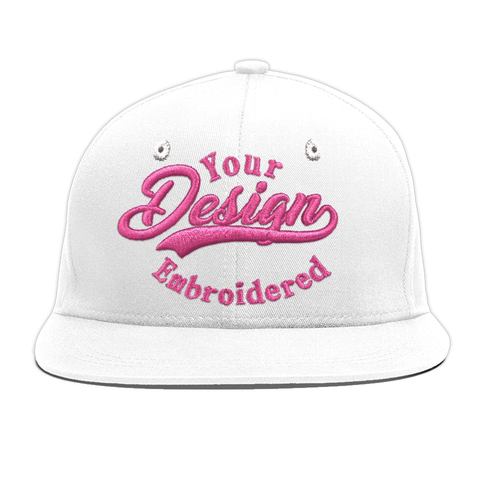 Custom White 3D Puff Embroidery Flat Embroidery Casual Sport Baseball Cap