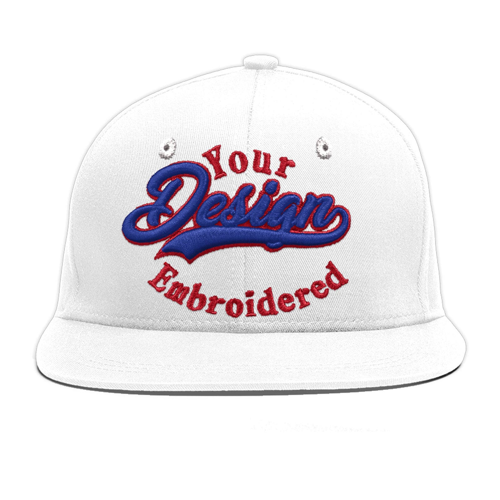 Custom White 3D Puff Embroidery Flat Embroidery Casual Sport Baseball Cap