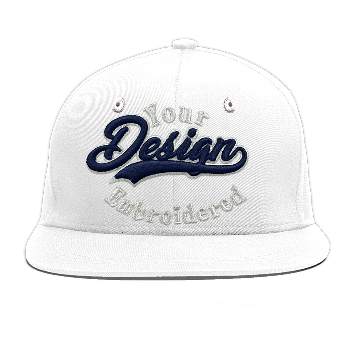 Custom White 3D Puff Embroidery Flat Embroidery Casual Sport Baseball Cap