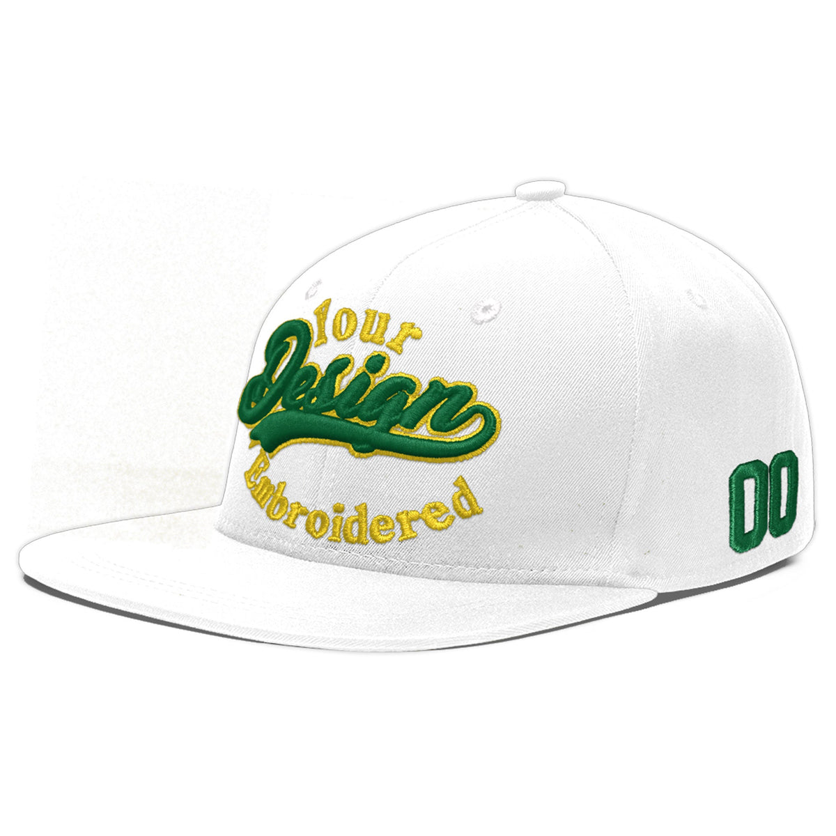 Custom White 3D Puff Embroidery Flat Embroidery Casual Sport Baseball Cap