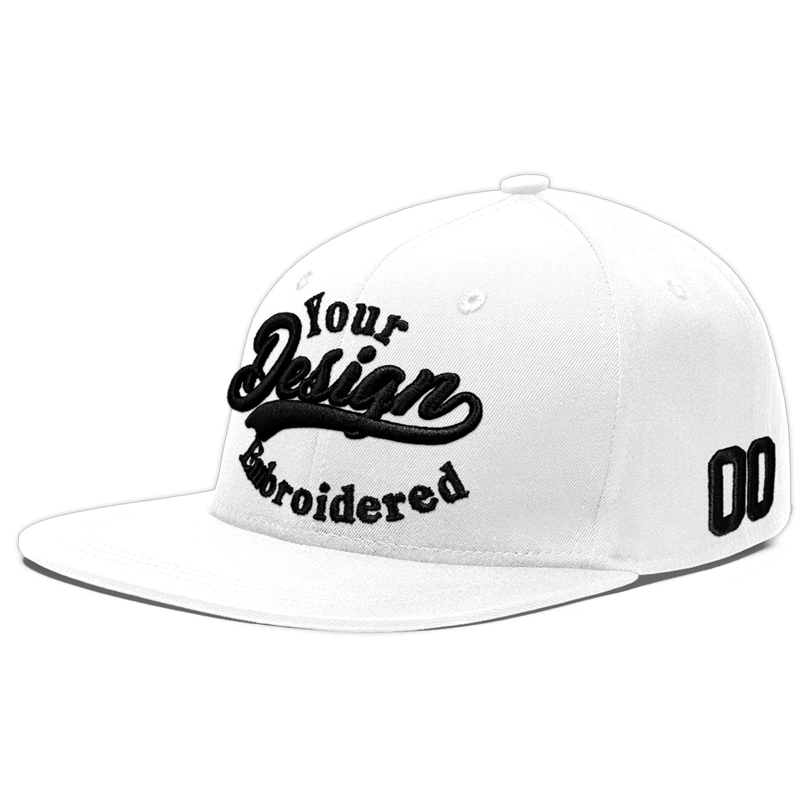 Custom White 3D Puff Embroidery Flat Embroidery Casual Sport Baseball Cap