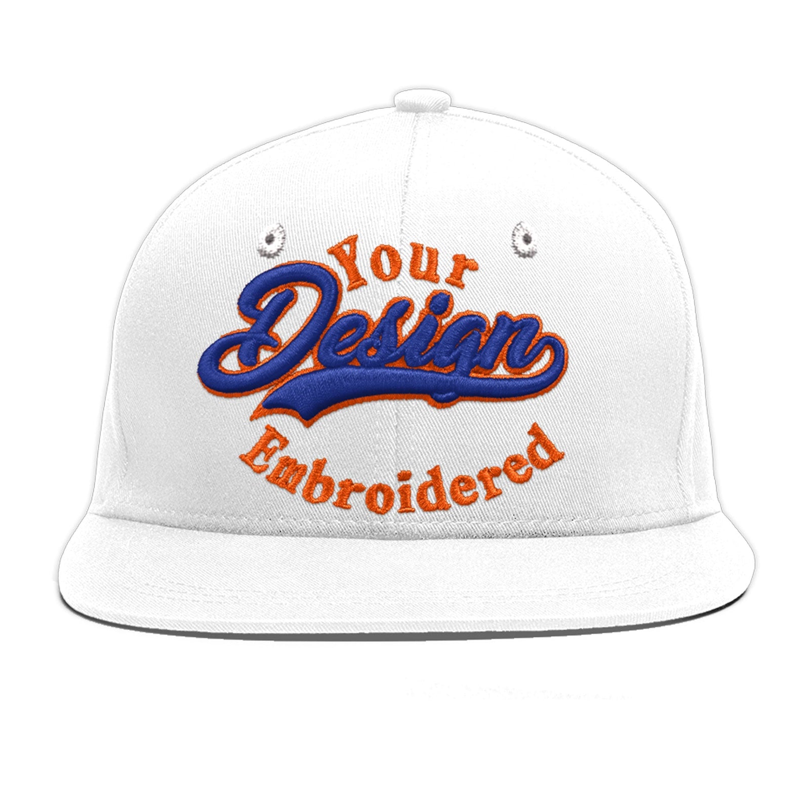 Custom White 3D Puff Embroidery Flat Embroidery Casual Sport Baseball Cap