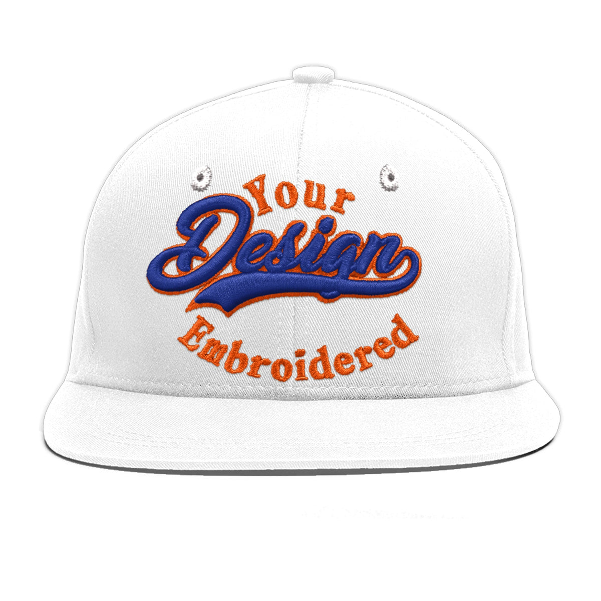 Custom White 3D Puff Embroidery Flat Embroidery Casual Sport Baseball Cap