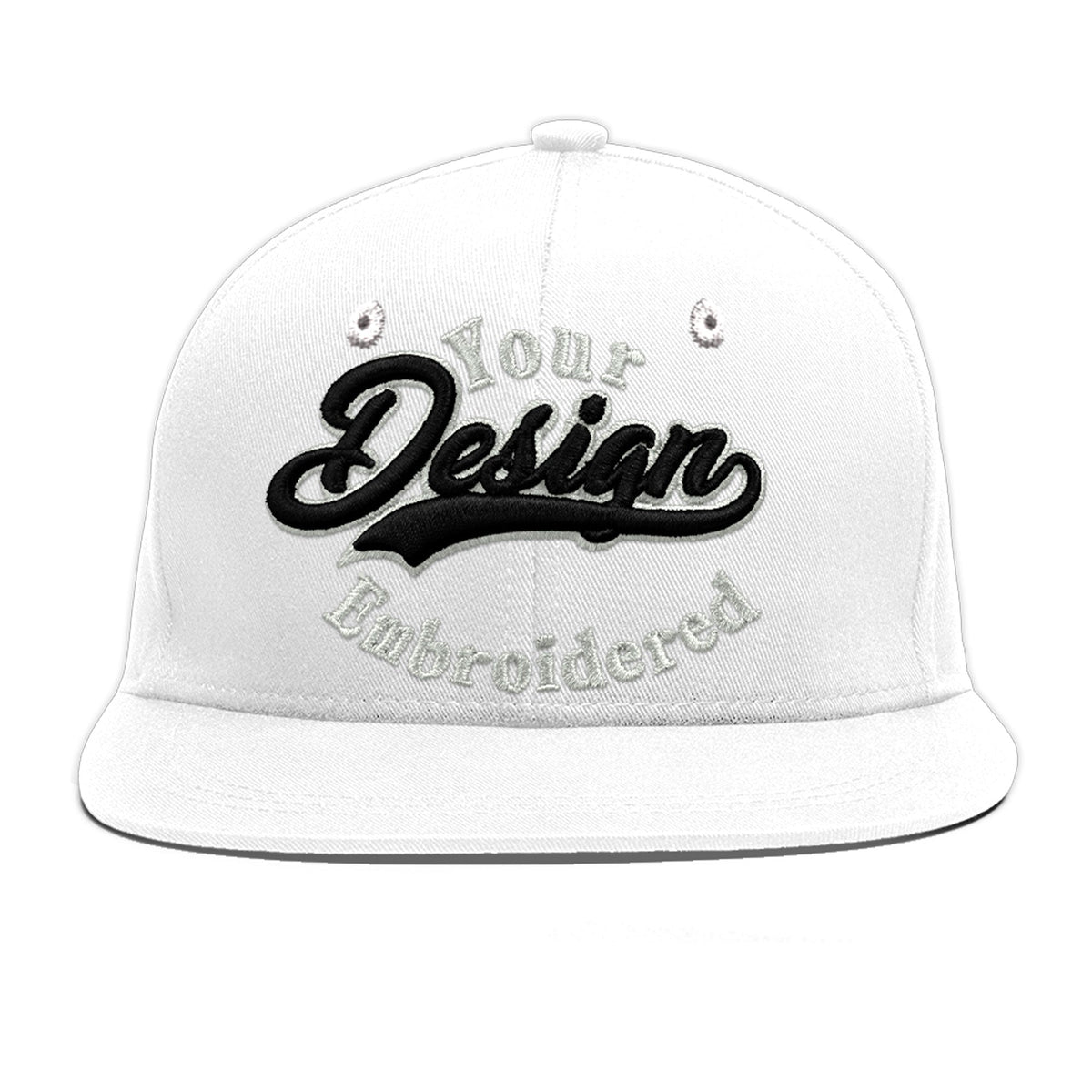 Custom White 3D Puff Embroidery Flat Embroidery Casual Sport Baseball Cap
