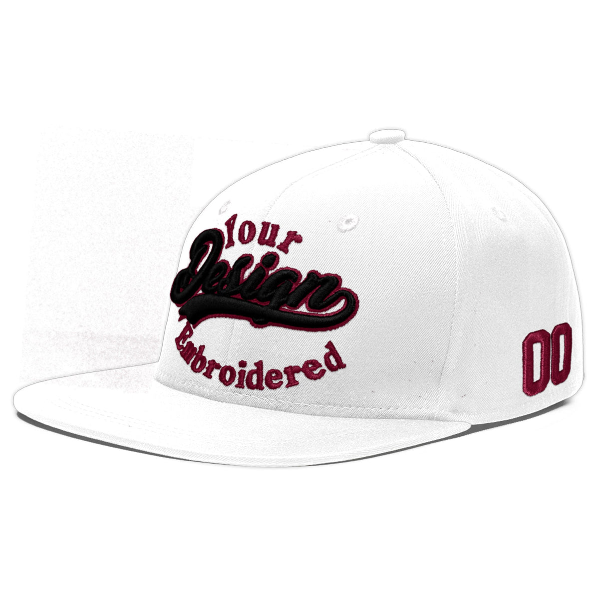 Custom White 3D Puff Embroidery Flat Embroidery Casual Sport Baseball Cap