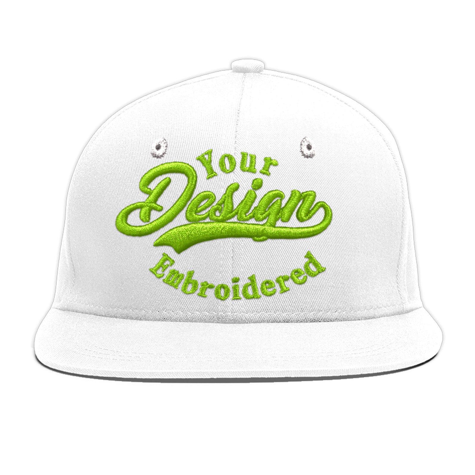Custom White 3D Puff Embroidery Flat Embroidery Casual Sport Baseball Cap