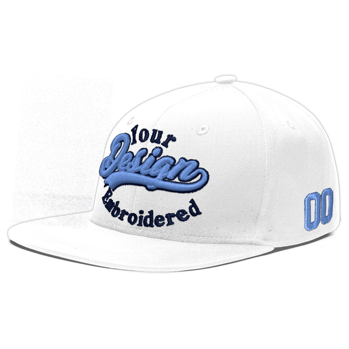 Custom White 3D Puff Embroidery Flat Embroidery Casual Sport Baseball Cap