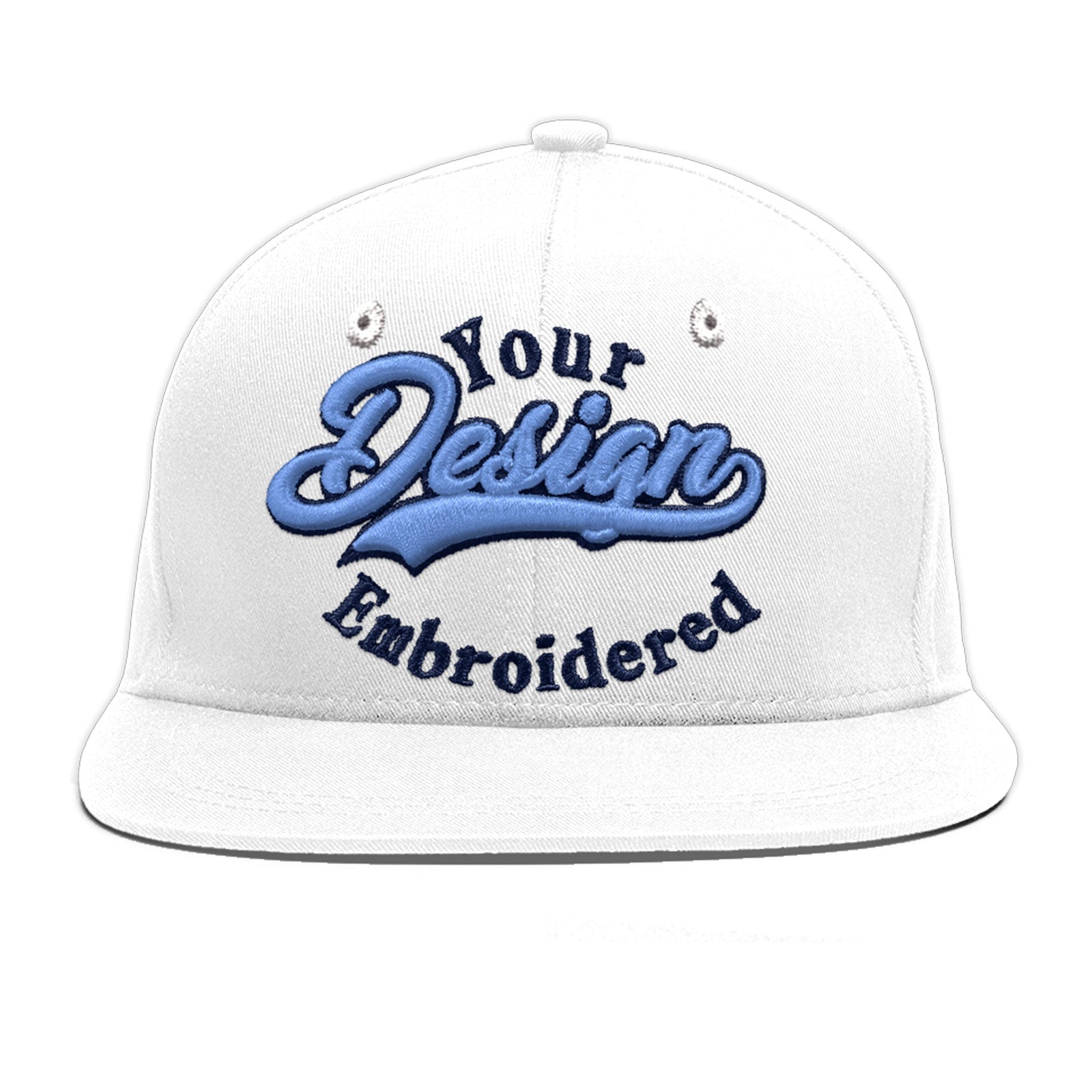 Custom White 3D Puff Embroidery Flat Embroidery Casual Sport Baseball Cap