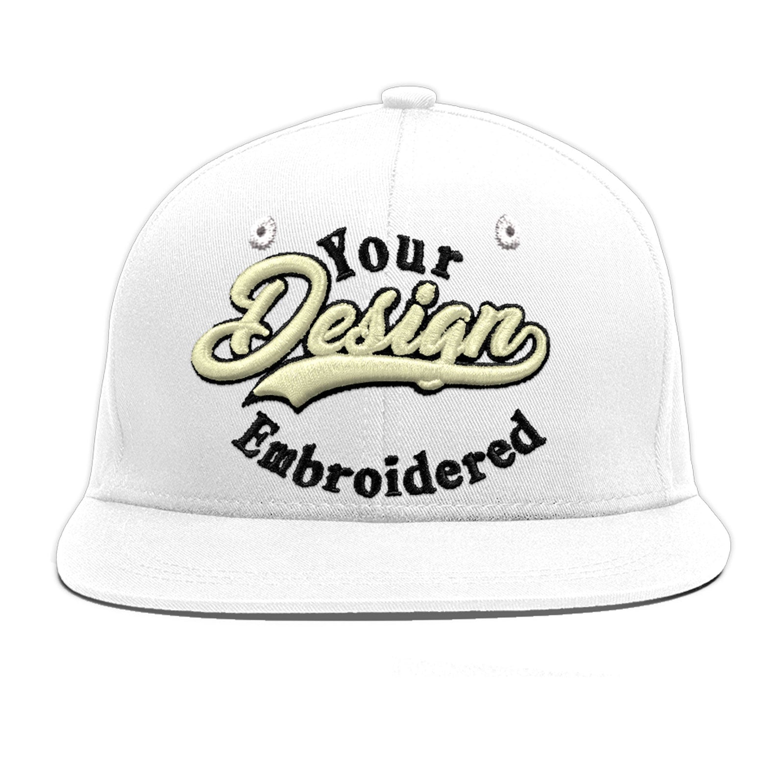 Custom White 3D Puff Embroidery Flat Embroidery Casual Sport Baseball Cap