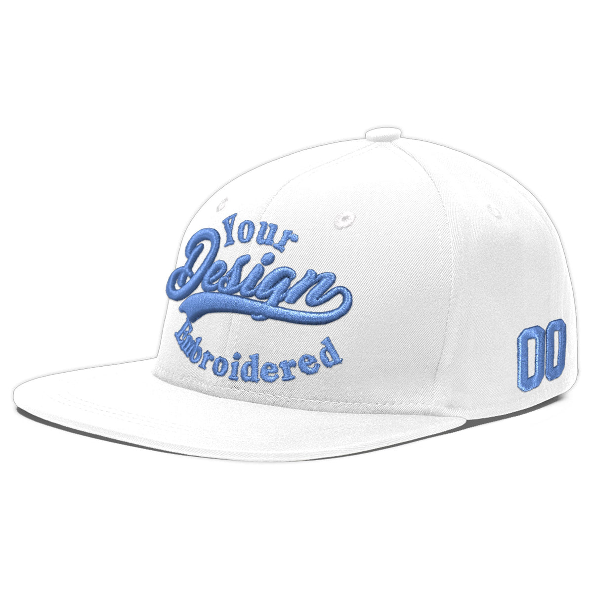 Custom White 3D Puff Embroidery Flat Embroidery Casual Sport Baseball Cap