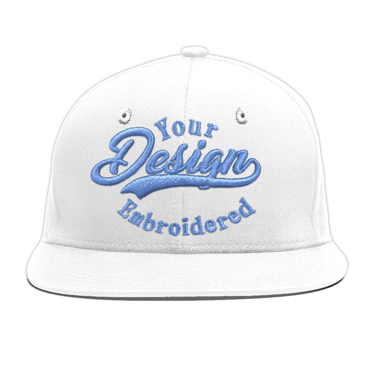 Custom White 3D Puff Embroidery Flat Embroidery Casual Sport Baseball Cap
