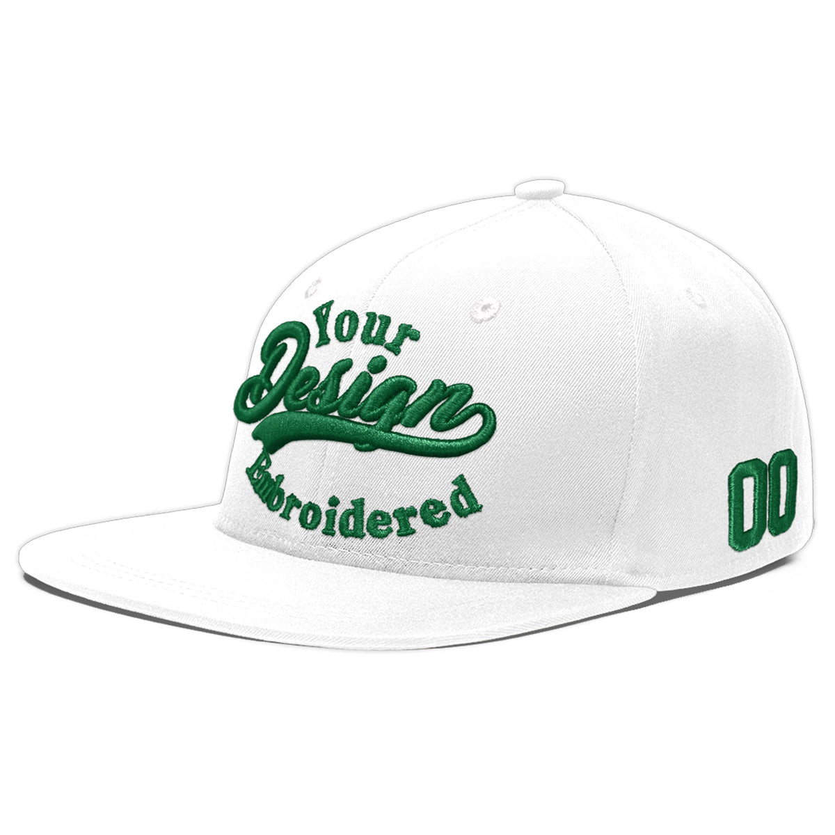 Custom White 3D Puff Embroidery Flat Embroidery Casual Sport Baseball Cap