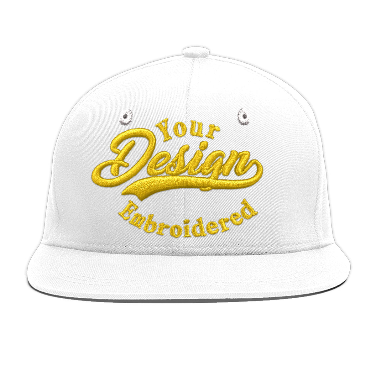Custom White 3D Puff Embroidery Flat Embroidery Casual Sport Baseball Cap