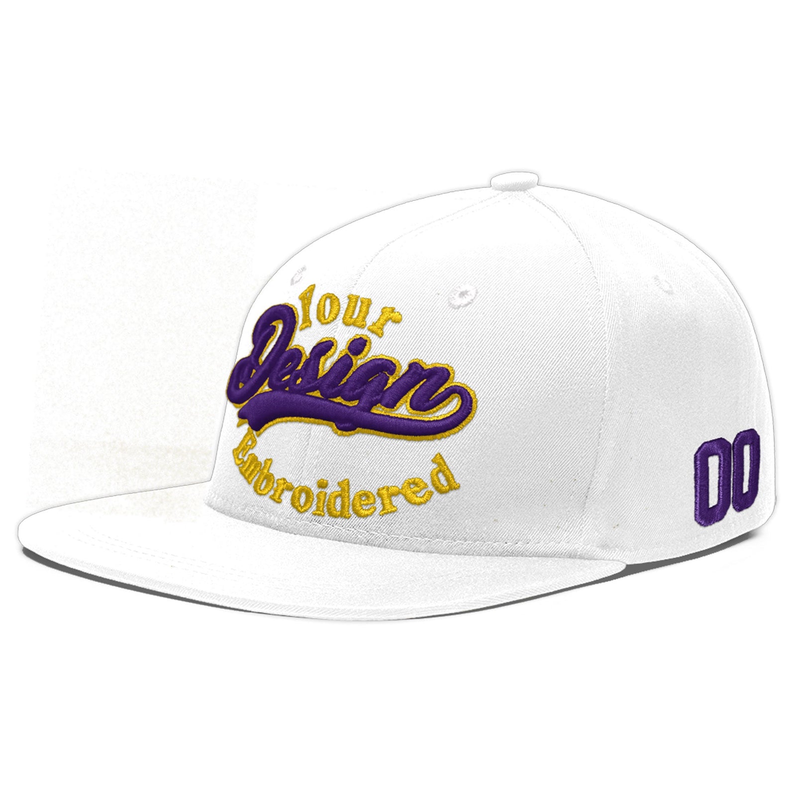 Custom White 3D Puff Embroidery Flat Embroidery Casual Sport Baseball Cap