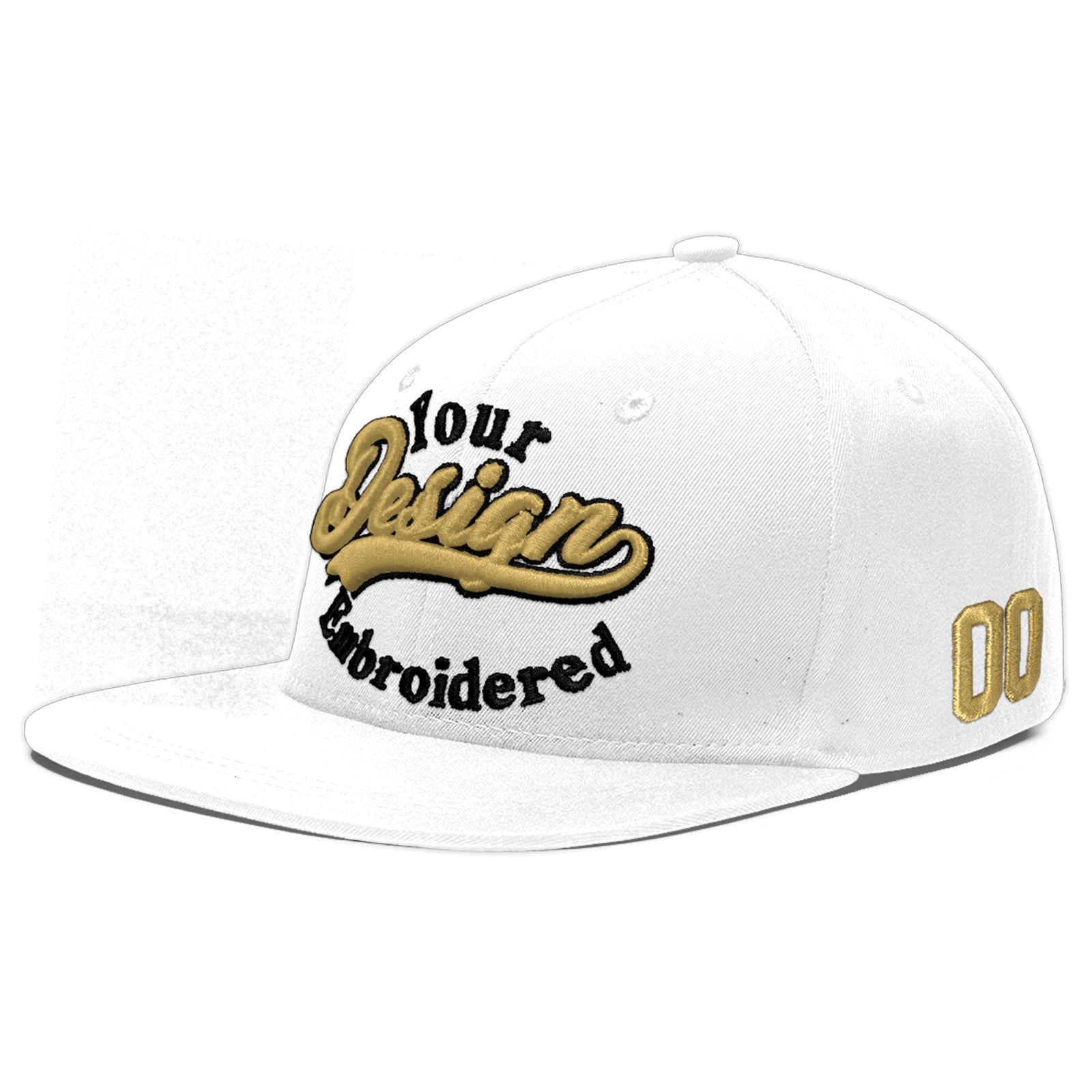 Custom White 3D Puff Embroidery Flat Embroidery Casual Sport Baseball Cap