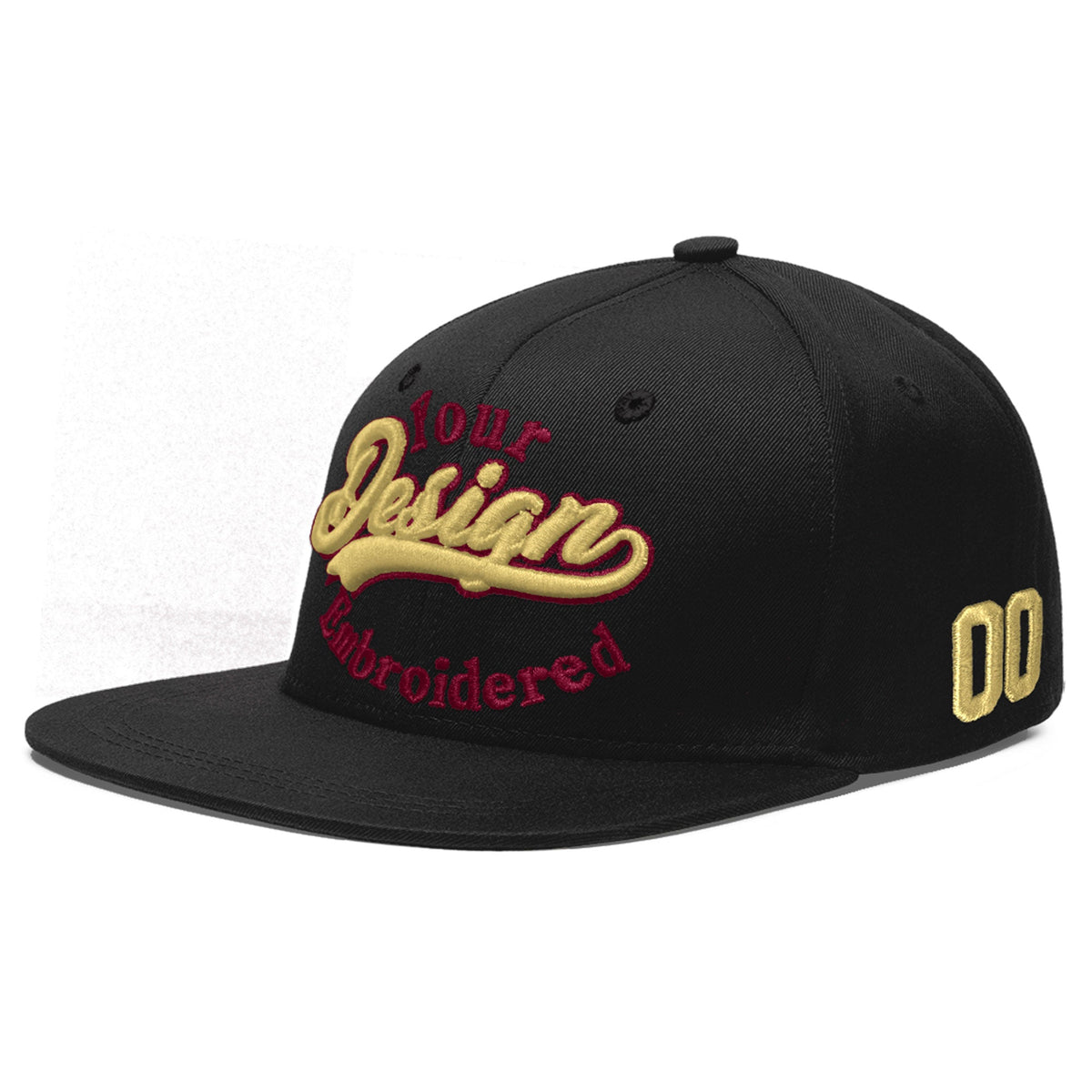 Custom Black 3D Puff Embroidery Flat Embroidery Casual Sport Baseball Cap