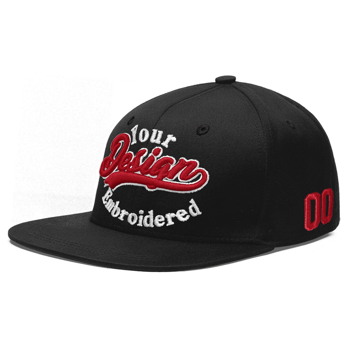 Custom Black 3D Puff Embroidery Flat Embroidery Casual Sport Baseball Cap