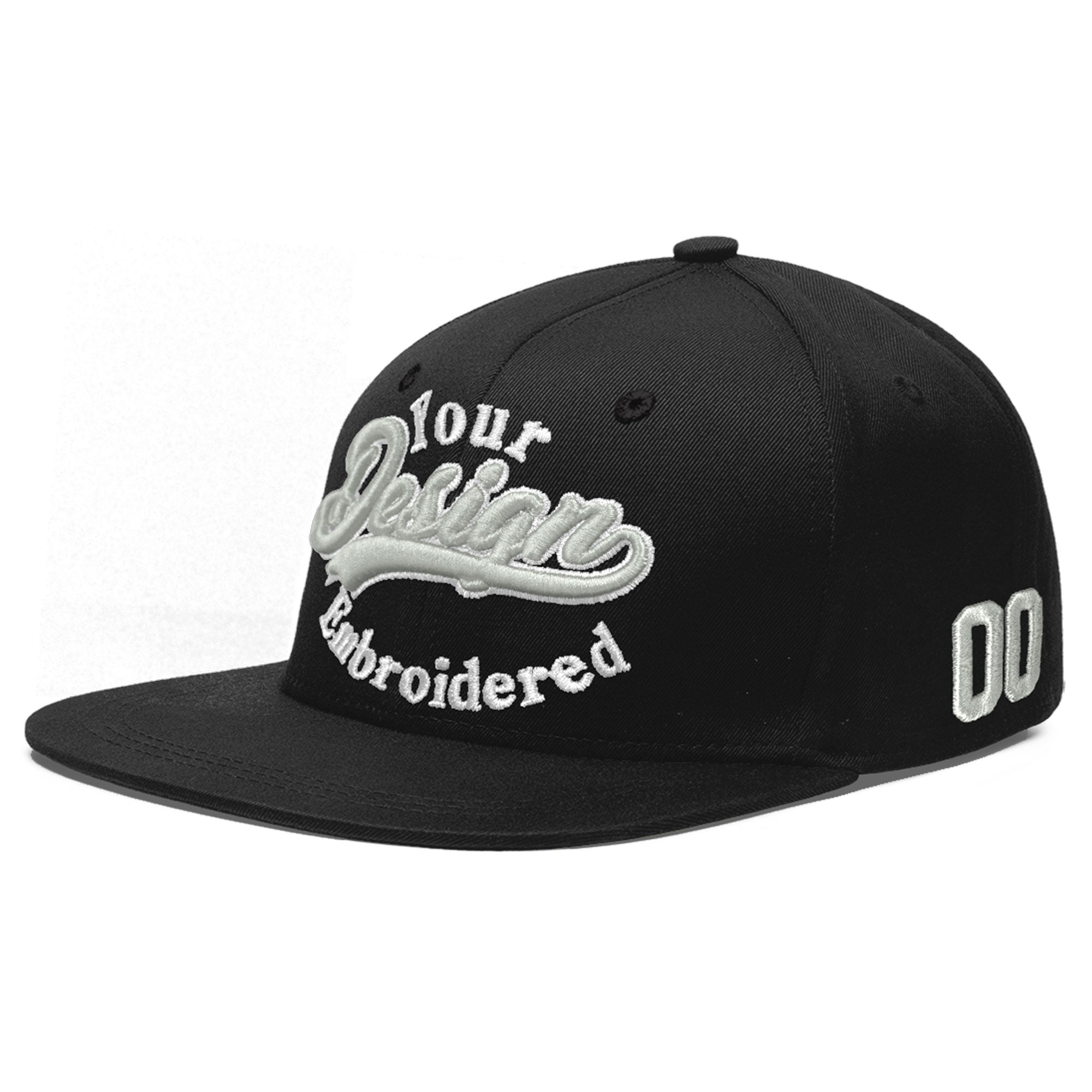 Custom Black 3D Puff Embroidery Flat Embroidery Casual Sport Baseball Cap
