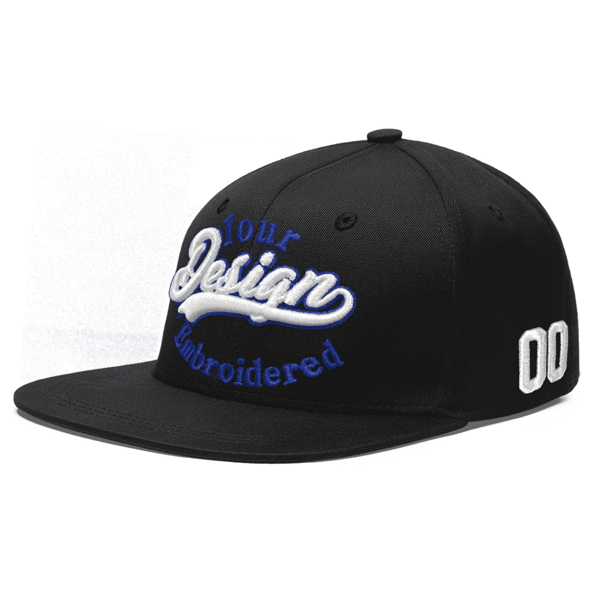 Custom Black 3D Puff Embroidery Flat Embroidery Casual Sport Baseball Cap
