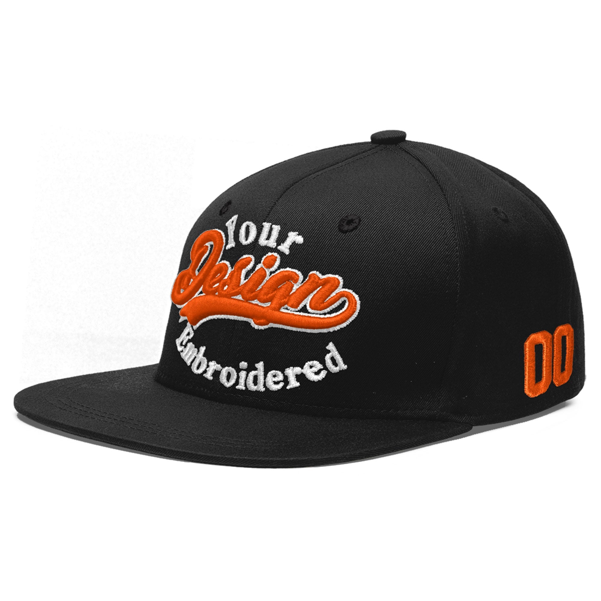 Custom Black 3D Puff Embroidery Flat Embroidery Casual Sport Baseball Cap