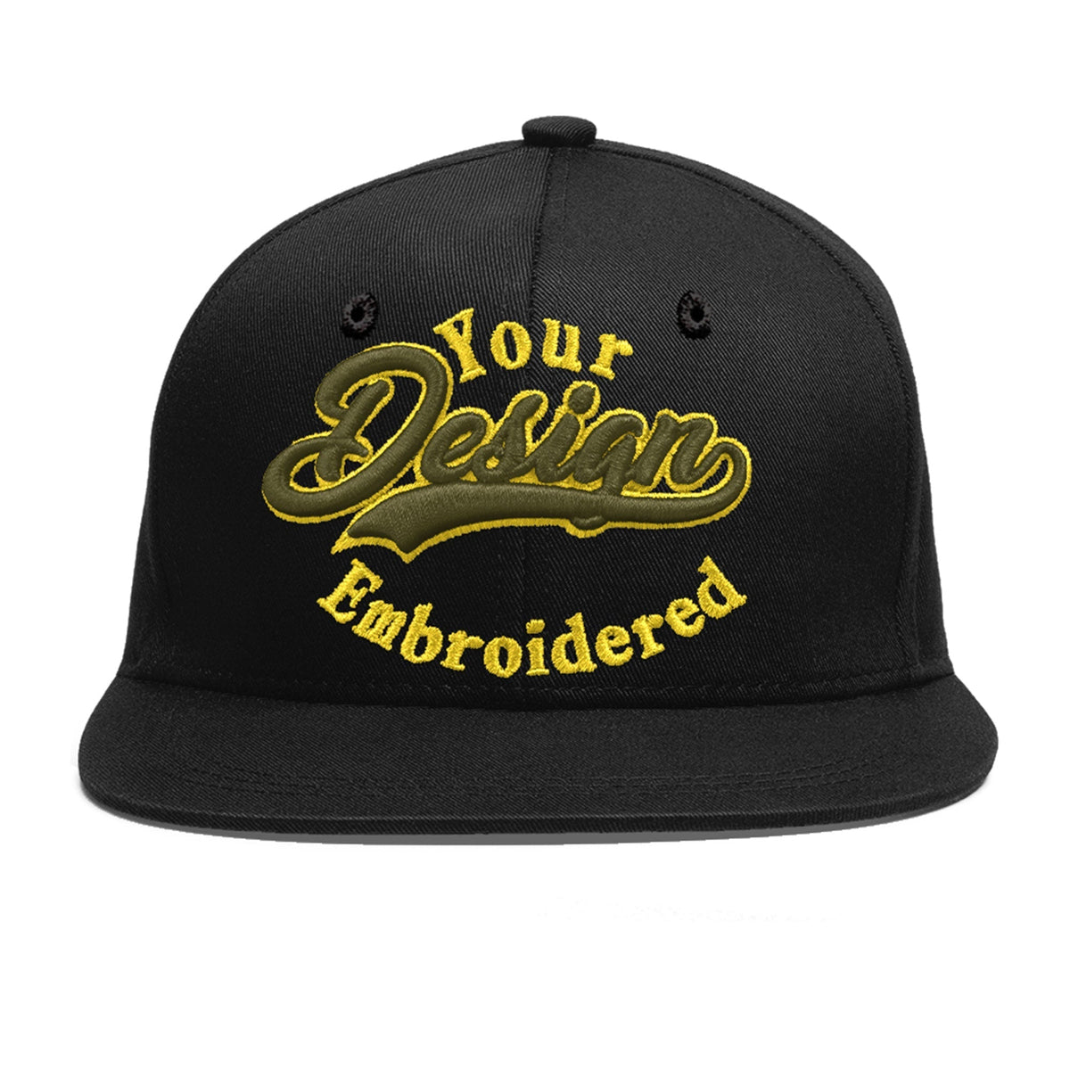 Custom Black 3D Puff Embroidery Flat Embroidery Casual Sport Baseball Cap