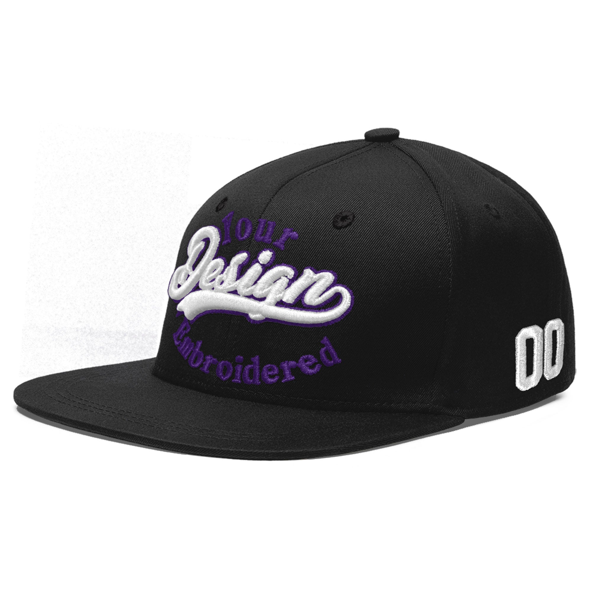 Custom Black 3D Puff Embroidery Flat Embroidery Casual Sport Baseball Cap